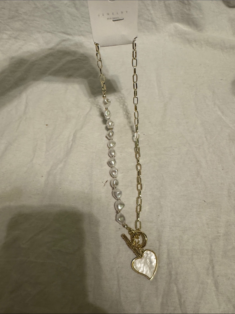 Gold & Pearl Heart Pendant Necklace - Women's Jewelry